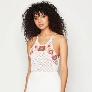 NWT White & Floral Crochet Tank Top